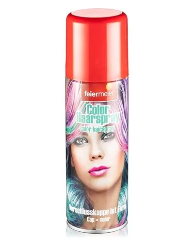 Feiermeier Color Haarspray 125ml - Farbwahl - Perfekt für Karneval, Fasching, Halloween und Festivals. Leuchtende Farben, leicht auswaschbar, verschiedene Haarfarben erhältlich! (Rot, 125 ml)
