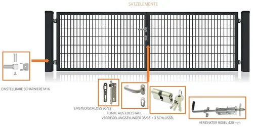 Fa-Bausysteme Doppelflügeltor Anthrazit 3000 x 800 mm - Gartenzäune - Hochwertiges Doppelflügeltor in Anthrazit, bietet stilvollen Zugang und Sicherheit für Ihr Grundstück.