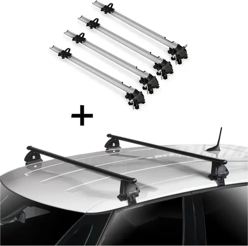 4x Fahrradträger Bike Pro + Dachträger VDP EVO Stahl kompatibel mit für VW Golf V (1K) 5 Türer 2003-2008