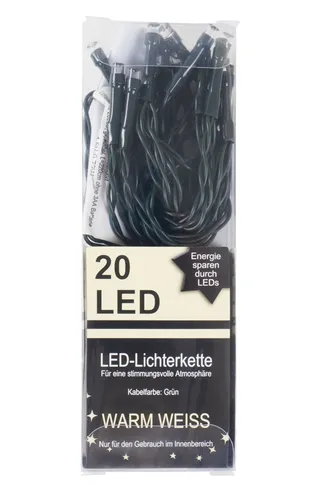LED-Lichterkette 20-LED Dekolichter Winterdeko Weihnachtsbeleuchtung Warmweiß