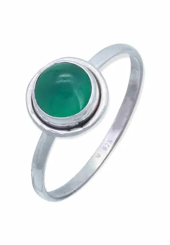 mantraroma Damen Ring Silber mit Stein grünen Onyx Edelstein grün schlicht modern