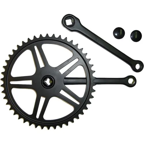 MP Fahrradkurbel KRG STAHL SCHWARZ 46Z - Fahrradkurbel aus robustem Stahl, 170 mm Kurbellänge, ideal für sportliches Fahren ohne Kettenschutzring, Gewicht ca. 890g