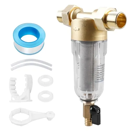 Wasserfilter Wiederverwendbare: 1 Zoll Wasser Vorfilter Sedimentfilter, Rückspülfilter Wasserfilter, Filterkombination mit 3/4