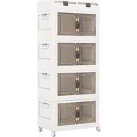 COSTWAY Zusammenklappbare Aufbewahrungsbehälter mit Deckel in weiß von Costway