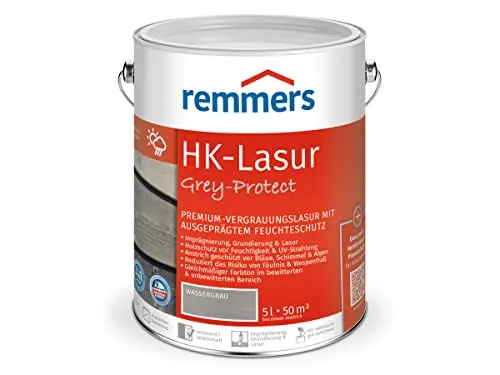 Remmers Holzschutzlasur HK-Lasur 3in1 Grey-Protect anthrazitgrau 5 Liter - Holzlasuren für optimalen Schutz, 3in1 Funktion für imprägnieren, grundieren und dekorieren, ideal für langlebige Ergebnisse und ansprechende Optik.
