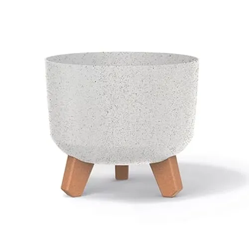 Prosperplast Gracia ECO Wood Blumentopf mit abnehmbaren Beinen, geeignet für Innen- und Außenbereich Pflanzgefäß Hergestellt aus Material, das bis zu 33% Holz enthält (Weiß ECO, ⌀ 200mm)