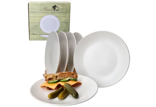 MamboCat Speiseteller 6er Set - Flache Essteller 27cm White Biata - 6-tlg. Speiseteller Set aus hochwertigem Steingut, ideal für festliche Anlässe. Die matt weiße Optik lässt sich vielseitig kombinieren und bietet ausreichend Platz für Ihre Lieblingsgerichte.