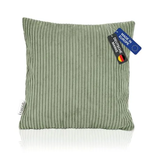 Lycce Kissenbezug, Kissenhülle für Dekokissen Cordstoff (40 x 40 cm), dekorative Zierkissen & -hüllen, Cord Kissen vielseitig einsetzbar für Dein Zuhause (Salbei)