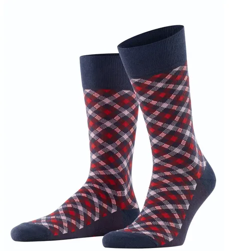 Falke Tagessocke Crew Smart Check (modisches Design, Baumwolle) midnightblau Herren - 1 Paar