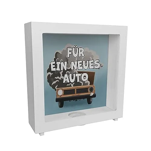 Für EIN neues Auto Rahmen Spardose aus Holz mit lustigem Motiv eine witzige Geschenkidee für das erste Auto oder wenn Dein Karren Nicht durch den TÜV kam