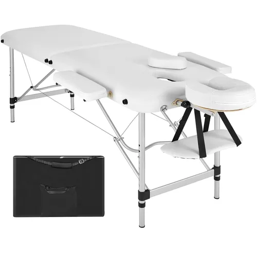 Tectake Klappbare Massageliege Alu 2 Zonen - Mobile Massagebank aus Aluminium, tragbar und leicht mit nur 13 kg, ideal für Kosmetik und Massage - bequem für unterwegs!