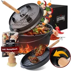 GUSSKÖNIG Dutch Oven 4,5 l mit Füßen - Grillzubehör: Robuster Dutch Oven aus Gusseisen für perfekte Grillgerichte, ideal für 1-3 Personen und ausgestattet mit praktischen Füßen.