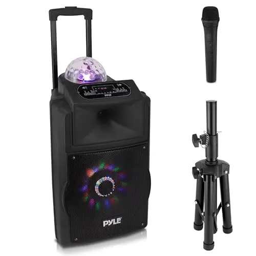 Pyle Musikbox Bluetooth Lautsprecher – 700W Partybox mit Mikrofon Set - Radios: Leistungsstarke 700W Boombox mit aufladbaren Batterien und integrierten LED-Lichtern – ideal für Karaoke und Partys.