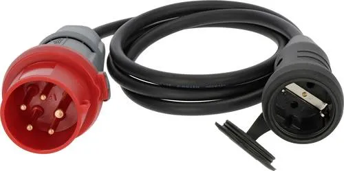 CEE-Adapterkabel IP44 1,5m schwarz H07RN-F 3G1,5 - 5-polige CEE-Verlängerungsleitung, ideal für Baustellen und Industrie, robust und wetterfest, sorgt für zuverlässige Stromversorgung unter harten Bedingungen.