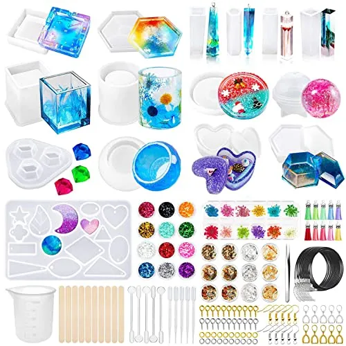 JOYBOY Epoxidharz Formen Set,120 Stück , Kunstharz Resin DIY Silikonformen Schmuckherstellung Anhänger Halskette Geschenk für Frau