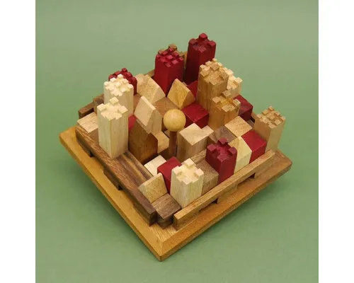 ROMBOL Denkspiele Burgpuzzle - 13 kreative Spielmöglichkeiten - Spiele: Variationenreiches Denkspiel mit 9 Häusern und Türmen, fördert strategisches Denken und Kreativität.