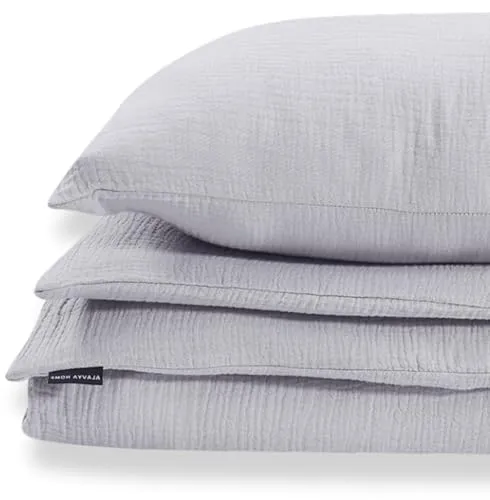 ALAVYA HOME® Musselin Bettwäsche 135x200 4 teilig | ÖkoTex Zertifiziert & für Allergiker geeignet | Bettwäsche Set mit je 2 Bettbezügen 135 x 200 & 2 Kissenbezügen 80x80 | Atmungsaktiv