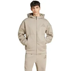 adidas Z.N.E. Zip-Hoodie in Beige/Schwarz - S - Herren-Sweatjacke aus 57% recyceltem Polyester und 43% Baumwolle, ideal für Lifestyle und Sport, mit praktischem Reißverschluss und modernem Design.