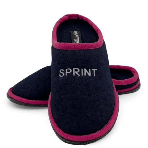 Sprint Sport Pantoffeln aus Filz, Hausschuhe Indoor rutschfeste Slippers, Puschen, Schluffen für Sie uns Ihn (Navy Pink, EU Schuhgrößensystem, Erwachsene, Numerisch, M, 38)