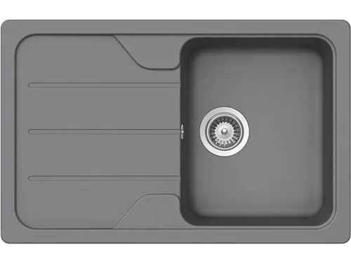 SCHOCK Formhaus D-100S Croma Küchenspüle - Sanitäranlagen & Zubehör: Reversible Einbauspüle aus CRISTALITE® in Hellgrau, robust und hitzebeständig mit großzügigem Becken und praktischer Abtropffläche für stilvolle Küchen.