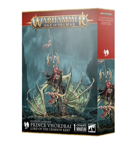 Warhammer Age of Sigmar - Soulblight G. Prince Vhordrai - WFB Miniaturen, mehrteiliger Bausatz für Fürst Vhordrai oder alternativ Revenant Draconith, ideal für Sammler und Hobbyisten.