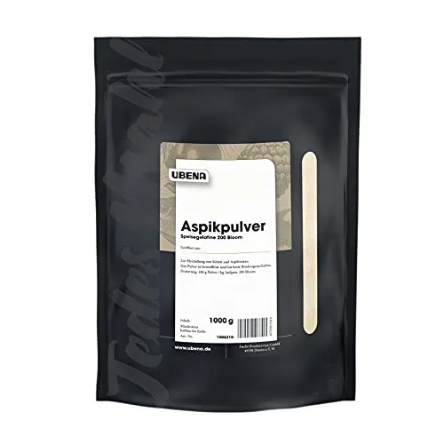 UBENA Aspikpulver 1 kg - Wiederverschließbarer Vorratsbeutel - Kräuter für perfekte Sülzen und Aspikwaren, kristallklar und mit besten Bindeeigenschaften. Ideal für gluten- und laktosefreie Ernährung, seit 1923 Qualität von UBENA.