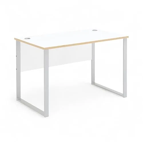 Mid.you Schreibtisch U-Form 120x77 cm - Modischer Kinderschreibtisch in Silber, Weiß und Eiche Artisan, ideal für kreative Arbeitszimmer und bietet durch seine U-Form viel Platz für Kinder zum Lernen und Spielen.