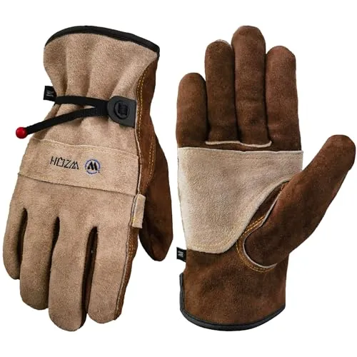 WZQH Leder Arbeitshandschuhe für Herren oder Frauen.Kaffee und Grau.XL