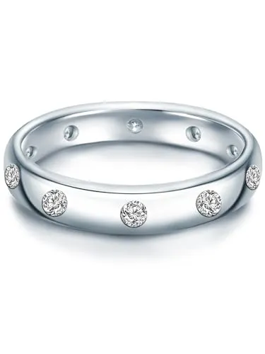 Trilani Ring Sterling Silber Zirkonia weiß - Ringe für Damen, bezaubernder Verlobungsring aus anlaufgeschütztem 925er Sterlingsilber mit funkelnden Zirkoniasteinen für einen unvergesslichen Heiratsantrag.