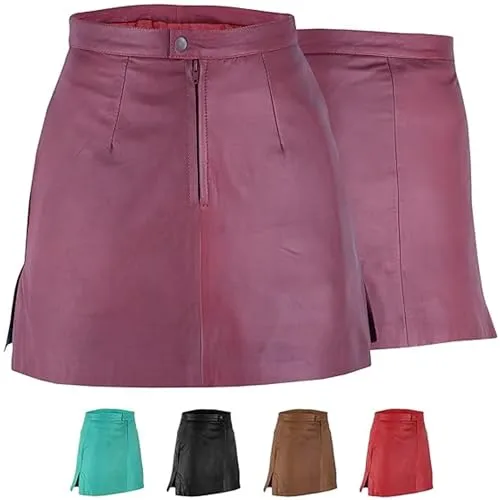 Trendiger Mini Lederrock aus Lammnappa Business Rock Echtleder 36, Weinrot