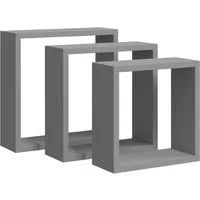 vidaXL Würfelregale Set 3 Stk. Grau MDF - Moderne 3er Set Würfelregale aus stabilem MDF, ideal zur Präsentation von Deko und Sammlerstücken. Unsichtbares Montagesystem für einfache Installation und vielseitige Gestaltungsmöglichkeiten.