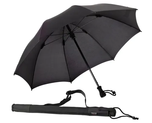 birdiepal Outdoor Regenschirm schwarz - Robuster Regenschirm mit High-Density-Glasfasergestell, ideal für jedes Wetter. Inklusive praktischer Umhängehülle und integriertem Kompass – perfekt für Outdoor-Abenteuer.
