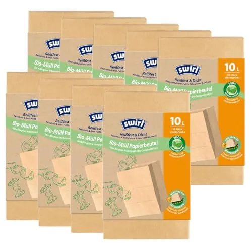Swirl Bio-Müll-Papier-Beutel 10L (9er Pack) von Swirl