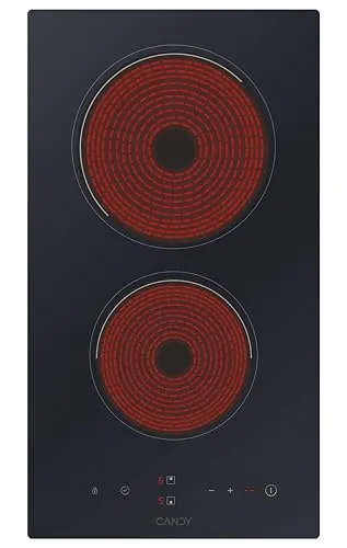 Candy CDH 30, Glaskeramik, 2 Kochfelder, 28 cm breit, 2900 W, 9 Leistungsstufen, Timer, Schwarz