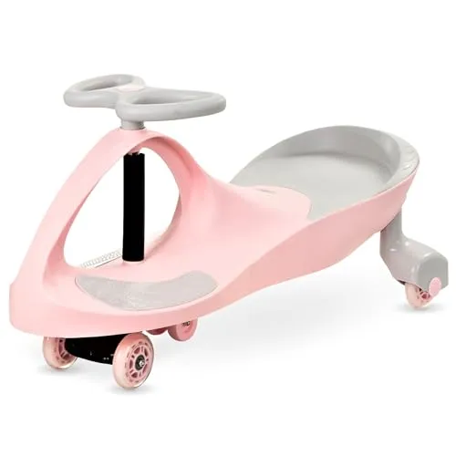 Baby Car 3+, TwistCar, Kleinkindauto, Fahrzeug für Jungen und Mädchen, Twist Car mit Lenkrad, Gummiräder, Belastbarkeit bis 120 kg, Pink LED