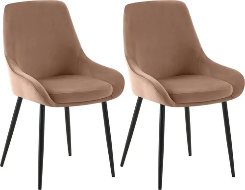 Deluke Esszimmerstuhl 2er Set, Braun, Textil, 50x86x53 cm
