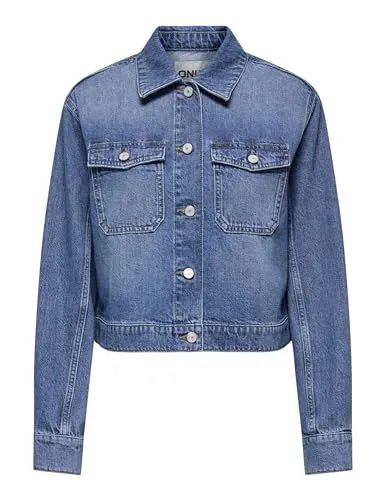 ONLY Jeansjacke ONLLUMI LS JACKET DNM PIM NOOS - Funktionsjacke aus 100% Baumwolle, pflegeleicht und modisch mit Brusttaschen, ideal für lässige Outfits.