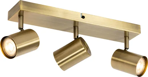 QAZQA Moderne Deckenleuchte Jeana - 3-flammiger Spotbalken in Bronze - Hochwertige Deckenlampe für Wohnzimmer und Schlafzimmer, dimmbar und flexibel verstellbar, ideal für stimmungsvolle Beleuchtung.