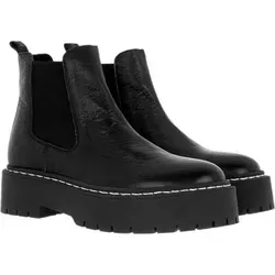 Steve Madden Stiefelette aus Leder/Textil - Schwarz - 42 - Stylische Chelsea Boots mit beidseitigem Gummizug für perfekten Sitz. Coole Plateausohle (ca. 4,5 cm) und Fersenschlaufe sorgen für trendigen Look und hohen Tragekomfort. Hochwertige Materialien garantieren Langlebigkeit.