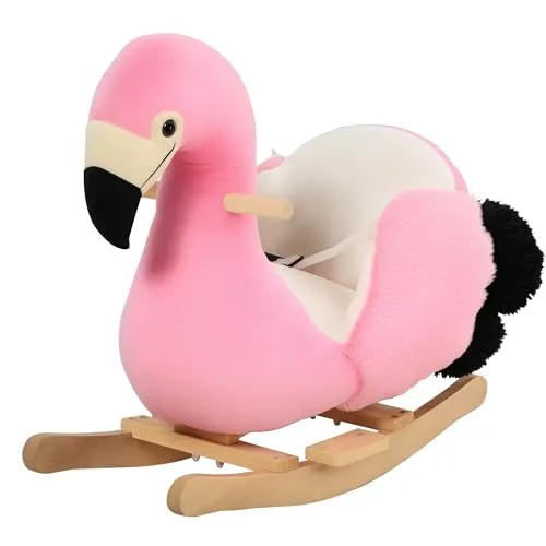 HOMCOM Schaukeltier Schaukelpferd Kinder Schaukel Rosa 60 x 33 x 52 cm