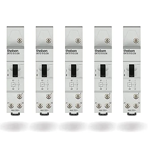 Theben 3120120 OKTO S12-230 Stromstoßschalter - Relais für Lichtsteuerung, elektromechanisch mit 1 Schließer und LED-Unterstützung bis 200W. Ideal für flexible Elektroinstallationen auf DIN-Schiene.