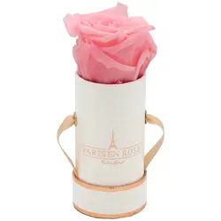 Rosenbox Ø 5 cm Weiß mit einer Rosa Rose