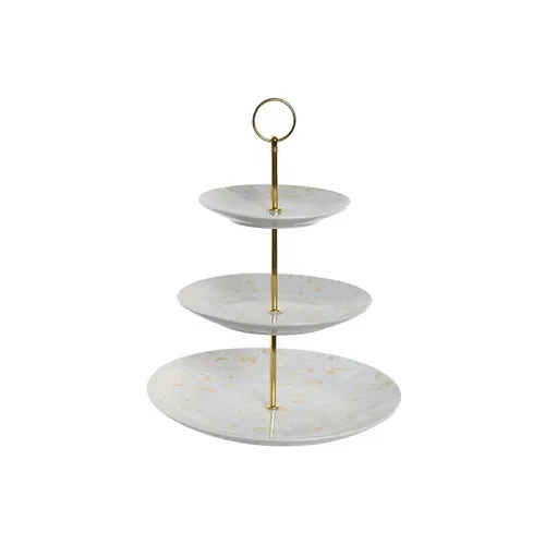 Obstschale DKD Home Decor 27 x 27 x 34 cm - Stilvolle Obstschale aus Porzellan und Metall in Blau und Rosa, perfekt für eine elegante Tischdekoration.