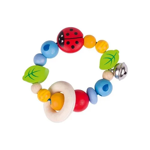 HEIMESS goki baby Holz Greifling Elastik Marienkäfer bunter Glücksbringer