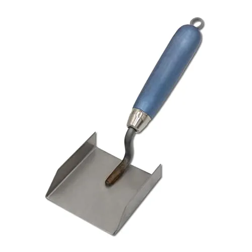 DEWEPRO Stuckateur Kantenkelle 80x83mm – Edelstahl Eckkelle Mit Holzgriff – Rostfreier Kantenspachtel Für Außenecken – Profi Stuckateurspachtel Zum Verputzen, Spachteln & Trockenbau