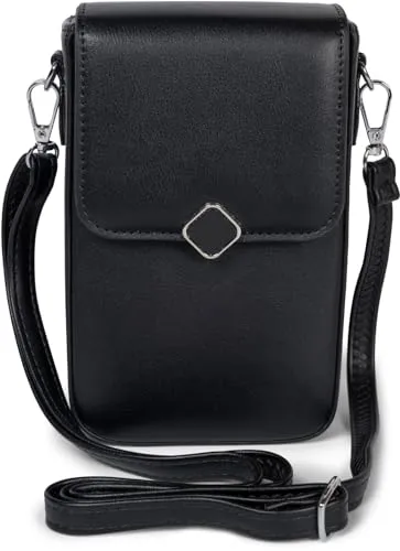 styleBREAKER Damen Box Bag Umhängetasche - Einfarbig, Schwarz - Elegante Damen-Schultertasche mit 8 Kartenfächern und Magnetverschluss, ideal für den stilvollen Alltag. Abnehmbarer, verstellbarer Schultergurt für individuellen Tragekomfort.