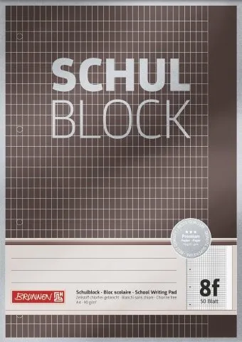10X BRUNNEN Schulblock A4 Lin8f 50Bl Premium - Notizblöcke für Schule und Büro, mit 50 Blatt für müheloses Schreiben und Zeichnen.