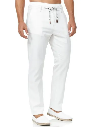 Indicode Leinenhose Veneto beige L - Wanderhose aus 55% Leinen und 45% Baumwolle, leicht und pflegeleicht, ideal für entspannte Outdoor-Aktivitäten in der warmen Saison.