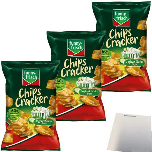 funny-frisch Chips Cracker Joghurt Gurke Style 3er Pack 3x90g Packung usy Block