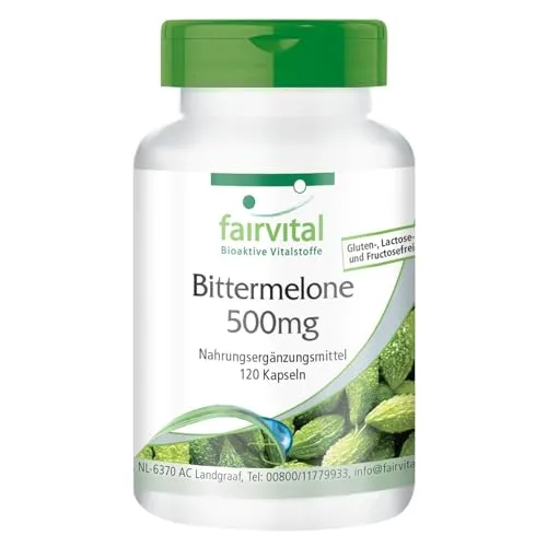 Fairvital | Bittermelone - 120 Kapseln - mit 500mg Bittermelone-Extrakt & 20µg Chrom pro Kapsel - HOCHDOSIERT - VEGAN - mit 10% Charantin